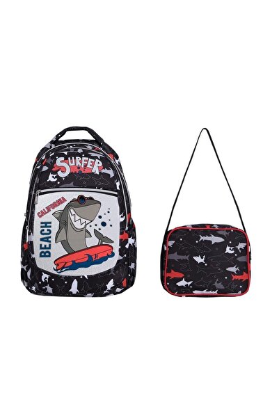 Mashotrend Ilkokul Surfer Köpek Balığı Çanta + Beslenme - Erkek Çocuk Ilkokul...