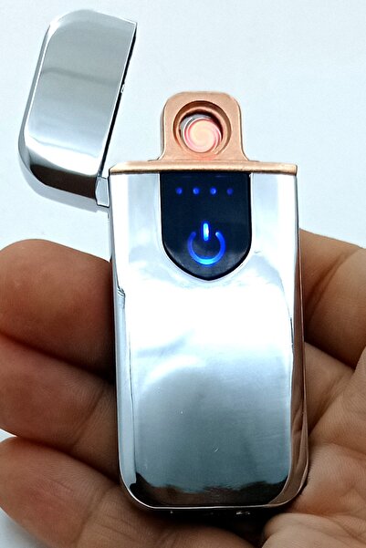 Genç Ticaret Gri Parmak Izli Dokunmatik Usb Şarjlı Anti-rüzgar Elektronik Çakmak