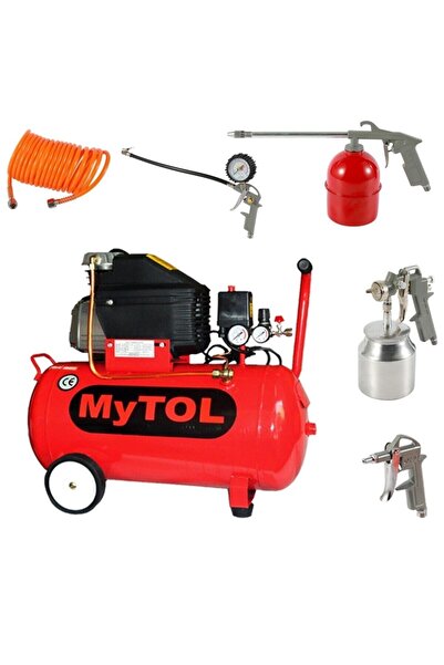 MYTOL 50 Litre Hava Kompresörü 2 Hp 8 Bar Ve 5li Havalı Set