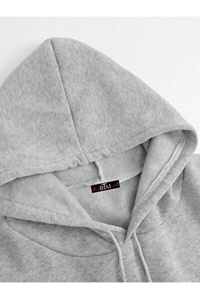 Buğraterzimoda Yankee Gray Hooded Unisex Sweatshirt Hoodie with Kangaroo Pocket