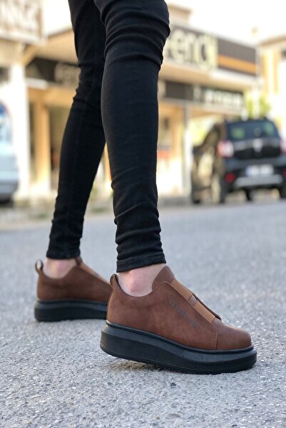 Rainon Store Brown - Tan Leather Elastic Outdoor Men's Sneaker