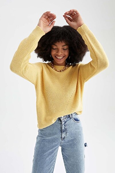 DeFacto Sweater - Yellow - Regular fit