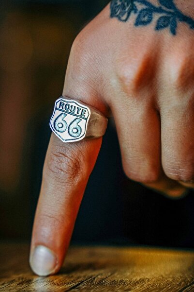 The Collection Route 66 Amblemi Ayarlanabilir Gümüş Kaplama Yüzük