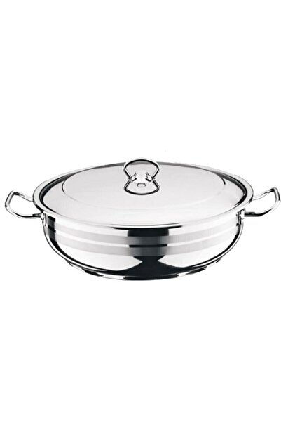 Çelik Berlin 28 Cm Basık Tencere 4 Litre Paslanmaz Kararmaz Karnıyarık Pilav Tenceresi