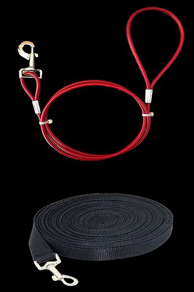 LİDERSAN ÇELİK 1.5 Meters Steel Dog Lead Rope +10 Meters Dog Collar Lead Strap Black