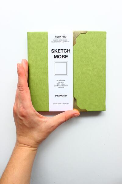 Poli Art Design دفتر رسم مائي مربع 50% قطن برو 20x20 سم (لألوان مائية ورسومات)