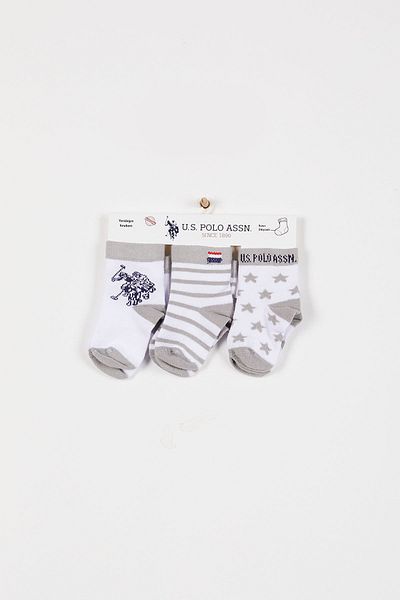 U.S. Polo Assn. Лицензирани шарени сиви бебешки чорапи за момче от САЩ Polo Assn