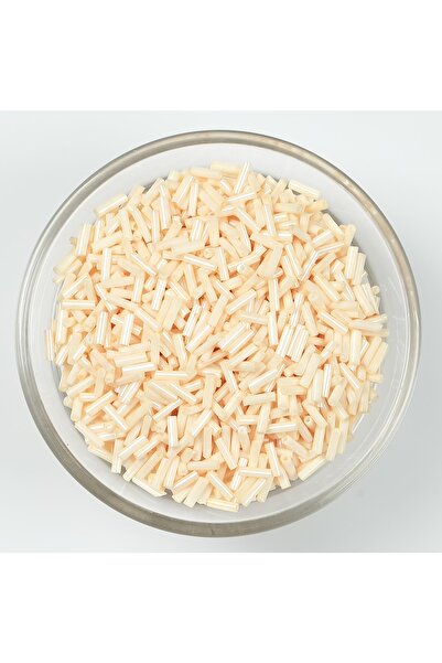 yfhobi 50 Gram - Cam Boru Boncuk, Takı Yapım Boncuğu, Boru Kum Boncuk, Krem R...