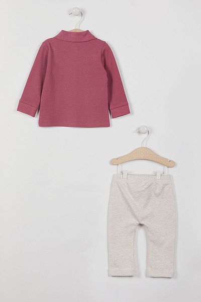 U.S. Polo Assn. Baza. Set de hanorace cu mânecă lungă pentru fetiță, cu guler Dusty Rose, cu licență Polo Assn