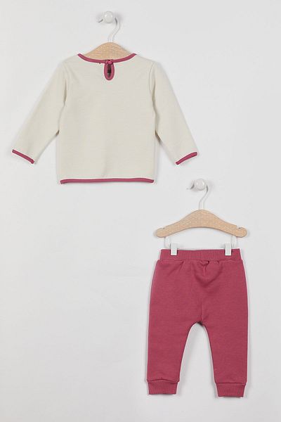 U.S. Polo Assn. طقم بدلة رياضية أساسية مرخصة للفتيات الصغيرات بأكمام طويلة