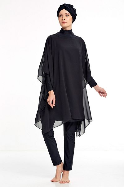 Adasea Special Design Tulle Hijab Pareo Swimsuit 6038