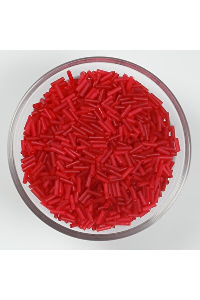 yfhobi 50 Gram - Cam Boru Boncuk, Takı Yapım Boncuğu, Boru Kum Boncuk, Mat Kırmızı Renk, K33