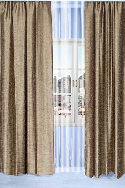 Miabella Home 145x270 Ταφτά Υφασμάτινη Κουρτίνα Φόντο Μονό Φτερό