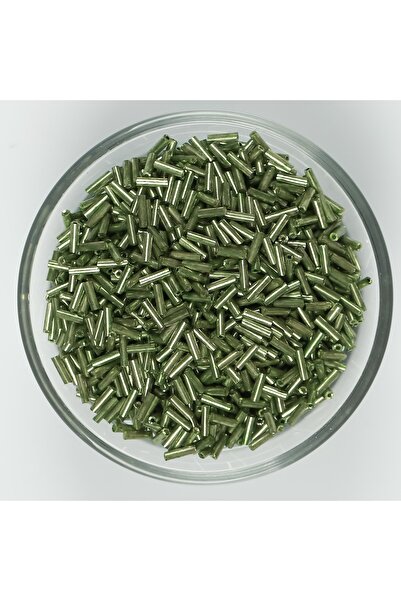 yfhobi 50 Gram - Cam Boru Boncuk, Takı Yapım Boncuğu, Boru Kum Boncuk, Parlak Kaplama Yeşil Renk, K50