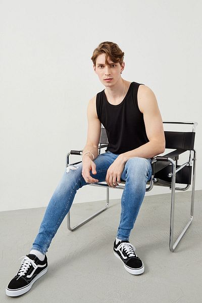 Ra Denim Men's Light Blue Skinny Fit Destroy Ira Jean Trousers