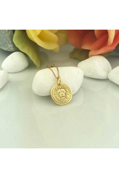 925Silver 24 Ayar Has Altın Kaplama Aslan Kolye
