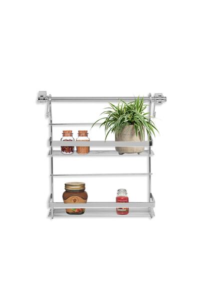 Genel Markalar Mutfak Için Iki Katlı Asma Baharatlık Borulu Set Krom