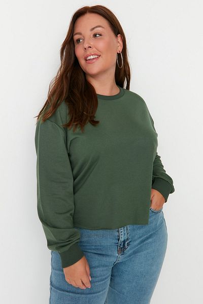 Trendyol Curve Plus Size Sweatshirt - Green - Regular fit