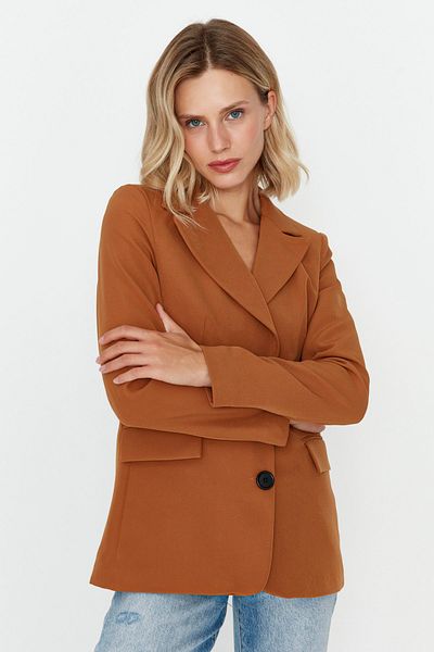Trendyol Collection Velbloudí tkaná bunda s knoflíky TWOAW22CE0168