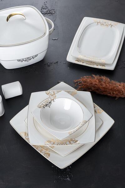 ACAR Elena 60 Parça 12 Kişilik Porselen Yemek Takımı