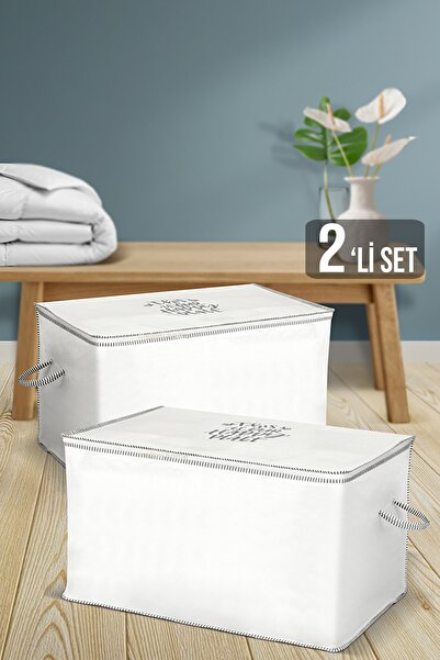 Meleni Home 2'li Set Mega Boy Yorgan Hurcu - Sandık Tipi Yastık Yorgan Saklama Hurcu 75 X 45 X 45 Cm