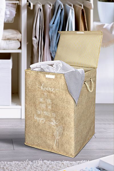 Meleni Home Felt Dirty Laundry Basket with Lid - Storage Box πολλαπλών χρήσεων Mega Storage Bag 55 X 41 X 30 cm Beige