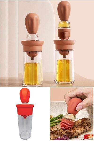 WAPPA Silicone Oil Sauce and Egg Brush with Chamber Oil Brush Oil Bowl