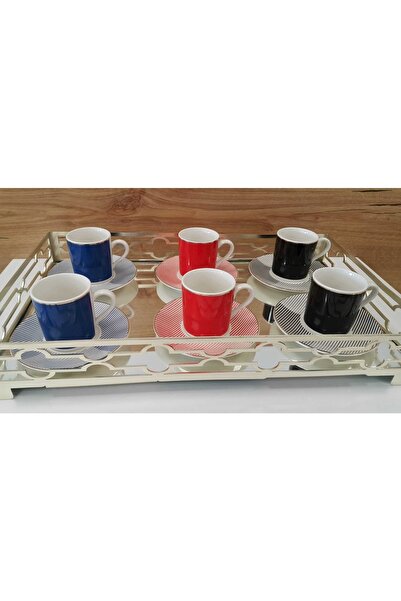 Güral Porselen Atina 12 Parça 6 Kişilik Bone Türk Kahvesi Fincan Takımı-2401 ...