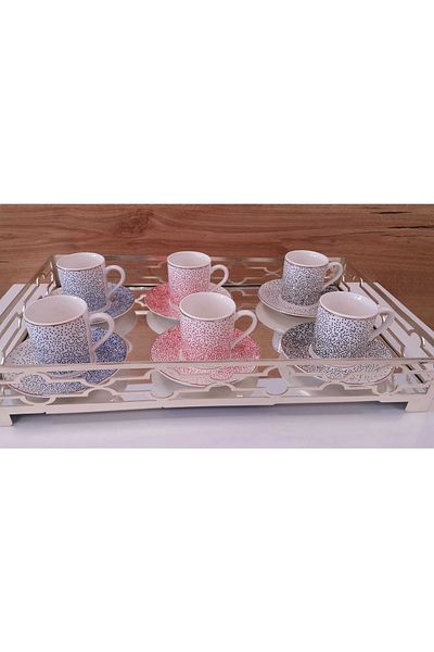 Güral Porselen Atina 12 Piece Turkish Coffee Cup Set for 6 People-24318696474000124