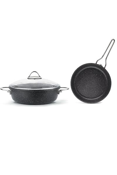 ThermoAD Stella Aluminum Cast Granite 2-Piece Pot Pan Set 26 cm Gray