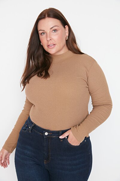 Trendyol Curve Plus Size Blouse - Brown - Fitted