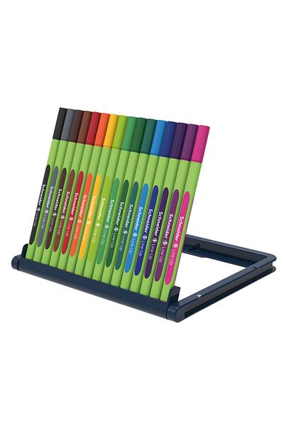 SCHNEIDER 1.0 Mm Fiber Tip 16-Piece Link-Tilt Stand Pen Set