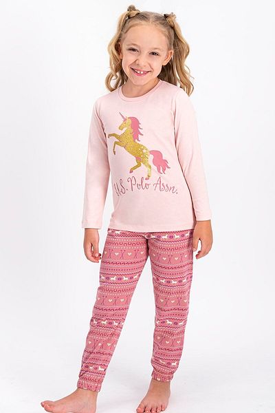 U.S. Polo Assn. Set pijama roz pentru fete