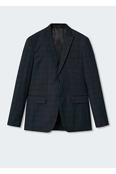 MANGO Man Dar Kesim Kareli Blazer Ceket