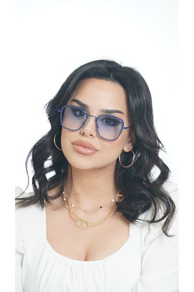 MED Glasses Blue Square Framed Gradient Unisex Sunglasses