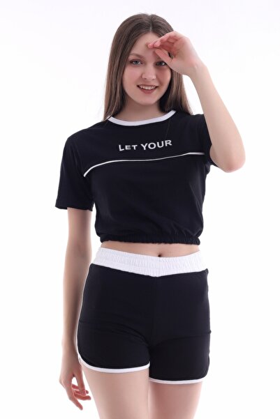 fehika Set de pijamale cu bustieră neagră / pantaloni scurți pentru femei