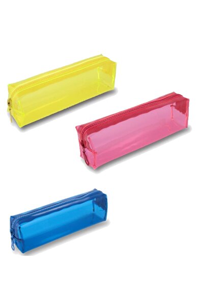 Genel Markalar Kalem Kutusu Neon Renkli Silikon Şeffaf Kalemlik