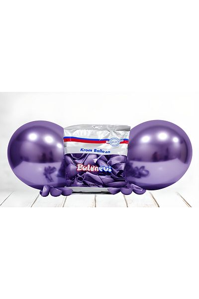 DÜVENCİ TİCARET Mini Party Store - Chrome Balloon Purple 10 Pack