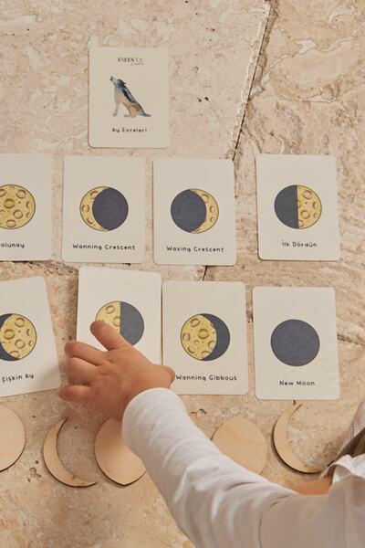ESLENTA بطاقات التعلم - مراحل القمر (الإنجليزية والتركية)