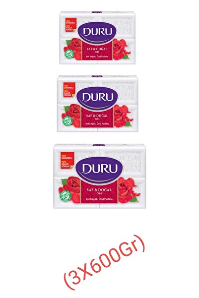 Duru ورد نقي وطبيعي ملحوم 4 قطع صابون أبيض 600 جرام × 3 قطع