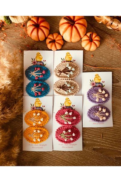 seraskids Colorful Embroidery Model Children's and Adult Hair Clasp Set