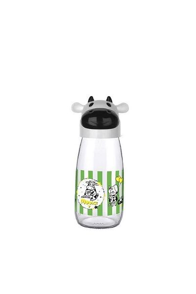 Webinay Home 250 ml Cow Model Glass Flask Bottle Water and Bottle with Cap