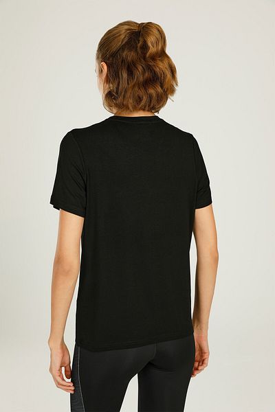 Lotto Ct1307 Hazel Logo T-shırt Siyah Kadın Kısa Kol T-shirt