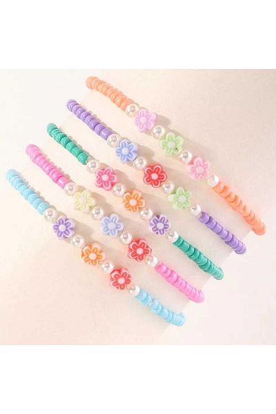 İPAR AKSESUAR 5-Piece Elastic Sand Beaded Anklet