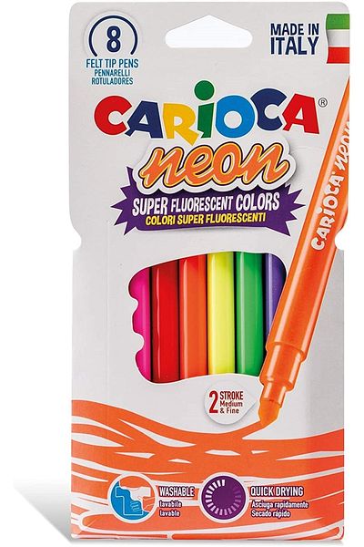 CARIOCA Highlighter Washable Felt Tip Paint Pen 8Pcs Lxshp 1055529