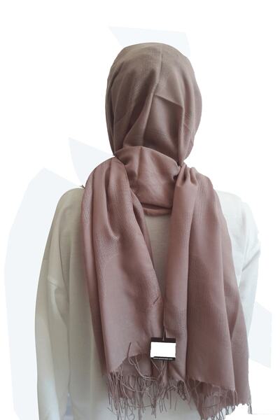 Sarar Mesh Plain Wave Patterned Powder Shawl