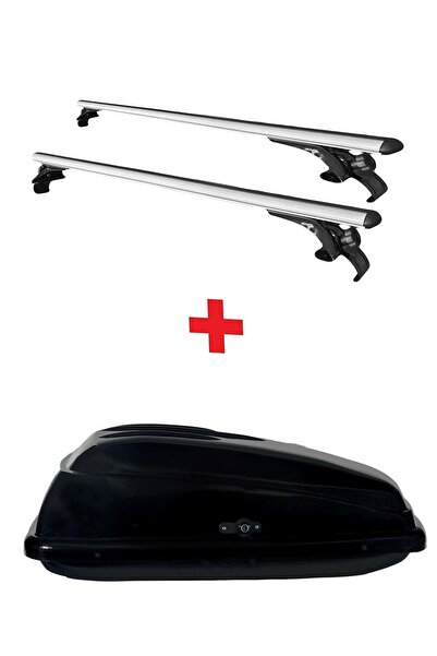 MKG حقيبة حامل سقف سعة 250 لتر من فولكس فاجن تيجوان 2008-2015 باللون الأسود غير اللامع ومجموعة اللحمة المتوسطة غير المموجة باللون الرمادي