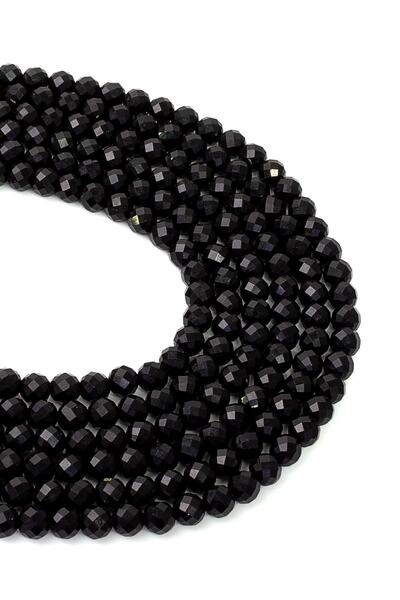 Dünya Doğal Taş Σειρά πολύτιμων λίθων μαύρου αχάτη 6 mm