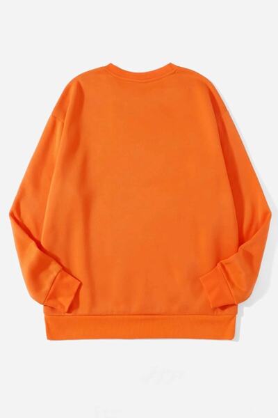 MODAGEN Women's Oversize Orange Sweatshirt with Face Figure