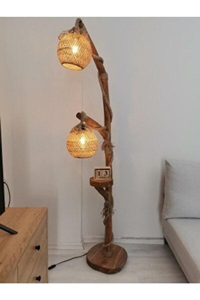SİDRE WOOD ART Ağaç Lambader Doğal Ağaç Ahşap Lambader Konak Serisi Çift Küre
